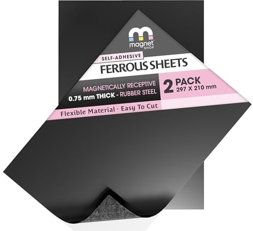 WarMag Rubber Steel Sheets | Soft Metal Sheet (Ferrous) for Wargaming Miniatures, Magnetic Display or Hobby Purposes (0.75mm Thick, A4 (30 x 21cm) Single Sheet)