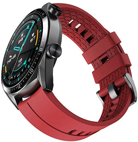 NotoCity Armband für Huawei Watch GT 3/GT 2/GT 46mm Huawei Watch 3 46mm/ Watch 3 Pro 48mm, Samsung Galaxy Watch 3 45mm Ersatzband, 22mm Silikon Quick Release Armbänder, Rot