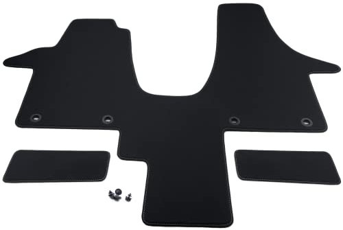 Premium Fußmatte passend für VW T5 2 Sitz Velours Schwarz Schalt- sowie Automatikgetriebe Nubuk-Band