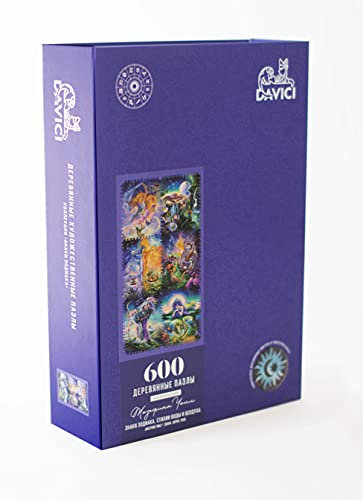 DAVICI Wooden puzzle for adults and children, unique puzzle for the whole family, 600 pieces, Zodiac. Elements of Water and Air