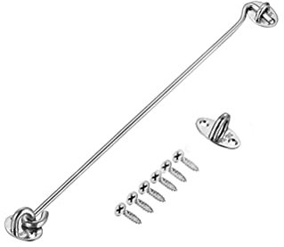 SUS304 Cabin Hook Stainless Steel Heavy Duty Cabin Door Hook Eye Catch Window Latch Lock Shed Gate Door Catch Silent Holder (12 Inch)
