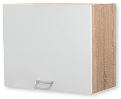 ANDY Moderner Hängeschrank Küche in Eiche Sonoma Optik, Weiß matt - Geräumiger Küchenschrank mit viel Stauraum - 60 x 50 x 31 cm (B/H/T)