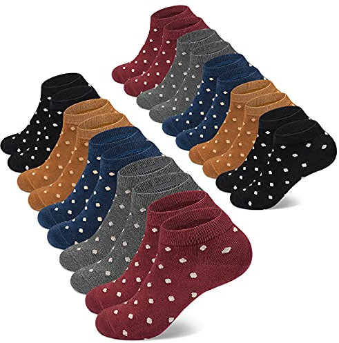 Mowenti Socken Damen 35-38 Sneaker Kurze Baumwollsocken Sportsocken 10 paar Streifen Punkten-8202