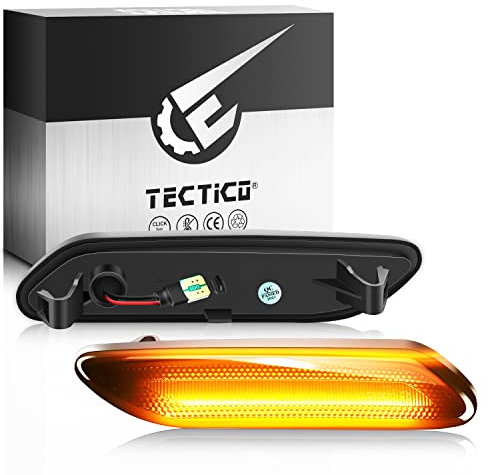 TECTICO LED Dynamic Side Indicator Amber Yellow Super Bright Canbus Sequential Repeater Lights Compatible with Mini Cooper R60 R61, 2 Lamps