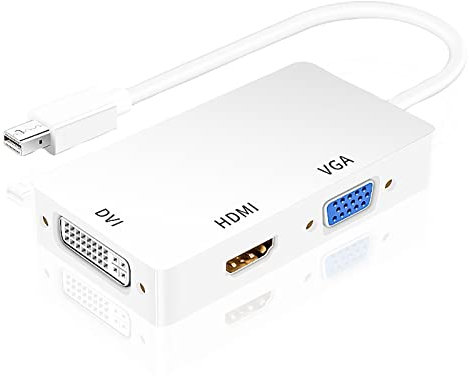 MAOZHOU Mini DisplayPort to HDMI VGA DVI Adapter,Thunderbolt 2 to VGA HDMI DVI Converter (Male to Female),3 in 1 Mini DP Adapter for Laptop Connect Monitor TV Projector