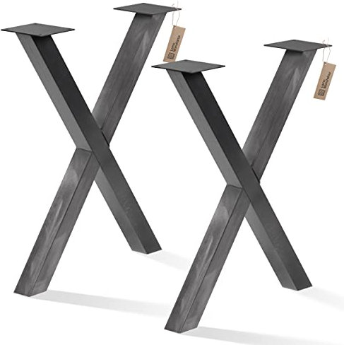 LAMO Manufaktur Tischbeine für Esstisch | Schreibtisch, Mark Massive | Vierkantprofil 80x80 mm, Tischgestell 60x72 cm (BxH), Rohstahl mit Klarlack | 2 Stück, LTS-03-J-CC-0000