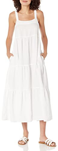 The Drop Britt Robe Longue Évasée À Volants pour Femme, Blanc, XXL