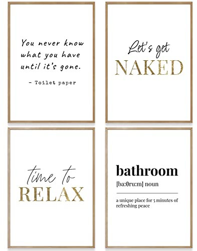 MUUDLY® Poster Set Sprüche – 4 moderne Wandbilder mit Zitaten fürs Badezimmer (4×A4) – Stilvolle Typo-Deko für Bad, Wohnzimmer & Schlafzimmer – Ohne Rahmen