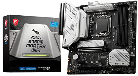 MSI MAG B760M MORTAR WIFI Motherboard, Micro-ATX - Supports Intel 12th & 13th Gen Core Processors, LGA 1700 - 75A DrMOS VRM, DDR5 Memory Boost 7000+MHz/OC, PCIe 5.0 x16, M.2 Gen4, Wi-Fi 6E