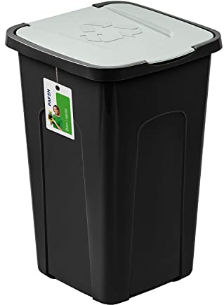 PAFEN Grande poubelle 50 l avec couvercle - poubelle 550 x 365 x 370 mm - poubelle pour séparer les déchets, tri des déchets, collecteur de déchets, vert