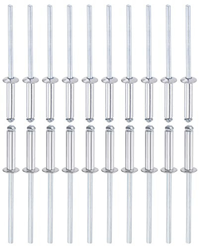 DTGN 3.2mm x 15mm (DXL) Blind Rivets - 60Pack - Good for Machinery Joining - Aluminum Dome Open End Rivet