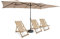 GOPLUS Sombrilla Doble 426x265cm, Sombrilla Terraza Exterior Grande con Manivela, Protección Solar UV y Techo de Ventilación, Base de sombrilla no incluida(Marrón)
