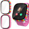 Jvchengxi Matt Schutzhülle für XPLORA X6 Play mit Gehärtetes Glas Displayschutz, 2 Stück Hart PC Stoßfeste Hülle HD Kratzfeste Schutzfolie Gehäuse für Mädchen/Jungen (Rosa+Regenbogen)