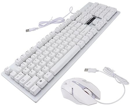 Mobestech Ergonomic Wired Mechanical Keyboard Mouse Set USB Luminous Special Letter Design for Gaming Computer