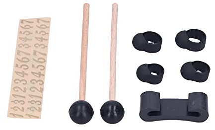 Tyenaza Juego de BateríA de Lluvia Musical, Mazos de Tambor de Lengüeta de Acero y Protectores de Dedos con Soporte, Pegatinas para NúMeros de Soporte para Baquetas, para Meditación, Alivia el Estrés