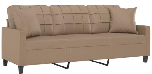 vidaXL Sofa 2 Sitzer, Couch mit Zierkissen, Liegesofa für Wohnzimmer, Polstersofa Sessel Relaxsofa Loungesofa Relaxcouch, Cappuccino Braun Kunstleder