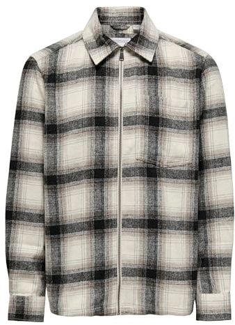 Only & Sons Herren Onsaustin Wool Zip Overshirt Langarmhemd (1er Pack)
