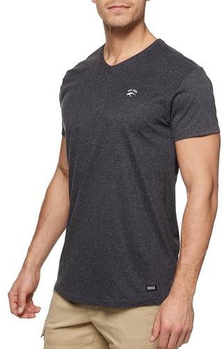 Indicode Herren INClever T-Shirt mit V-Ausschnitt aus 100% Baumwolle | Herrenshirt Sommershirt Männer Charcoal Mix, L