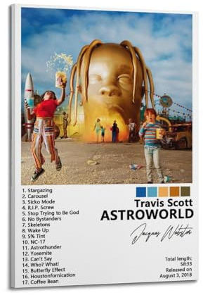 AYUBQ Travis Scott Albumcover-Poster für Schlafzimmer, 20 x 30 cm, Rahmenstil