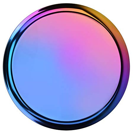 Stainless Steel Serving Tray, Round Decorative Tray Plate, Coffee Table Metal Plate Drink Bar Tray for Liquor Display Tea Set Fruits Food Cosmetics Jewelries (Colorful)
