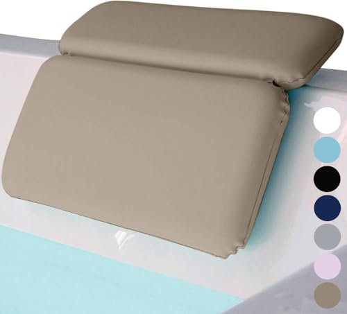 GORILLA GRIP Bath Pillow for Tub, Improved Suction Cups, Luxury Bathtub Pillows, Headrest for Neck and Back Support, Relaxing Home Spa, Hot Tubs and Bathroom Essentials, Gifts for Women, 2 Panel Beige