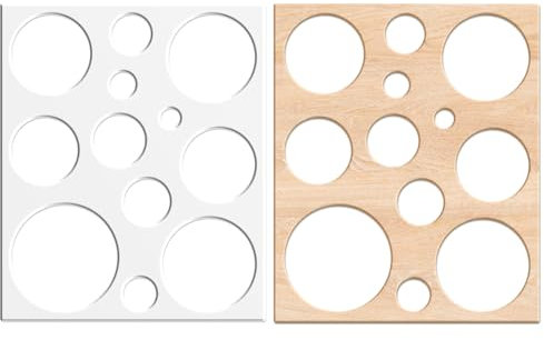 INFUNLY 12-in-1 Kreis-Inlay-Schablone, 30,5 x 25,4 cm, Oberfräse und dekorative Vorlagen für Holzbearbeitung, transparent, Acryl, dekorative Schablonen, Fräs-Vorlagen, dekorative Vorlagen