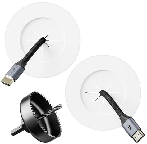 VCELINK TV Cable Hider for Wall Mounted TV, In Wall Cable Management kit Easy Install, TV Wire Hiding Kit, Cable Wall Plate Hide Wires Behind TV with A3 Steel Hole Saw Drill Attachment, 2 Pack