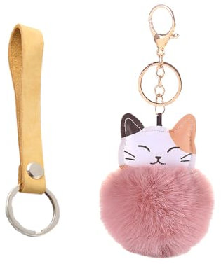 Qiwenr Plüschball-Schlüsselanhänger, Schlüsselanhänger, Pom Poms Taschenanhänger, Häschen Schlüsselanhänger, Auto Schlüsselanhänger Geeignet für Handtaschen, Autoschlüssel, Deko-Accessoires usw