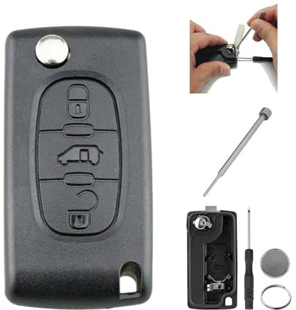 GZXNKEY 3 Buttons CE0536 For Citroen Berlingo Key Fob Replacement Key Case Shell Cover Peugeot Partner Expert Citroen Dispatch Citroen Van Key 0536 with Pin Removal Tool Battery