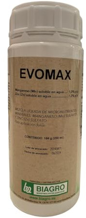 EVOMAX 200 ml - Corrector de carencias de Zinc y manganeso