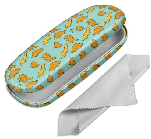 FINTIE Hardcase Brillenetui - Tragbare Hartschale Brillenetui mit Brillenputztuch - Etui für Brillen und Sonnenbrille, Dinosaurier
