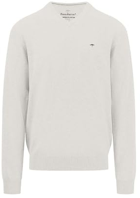 FYNCH-HATTON Herren Feinstrickpullover mit V-Ausschnitt, Winter White, XXL