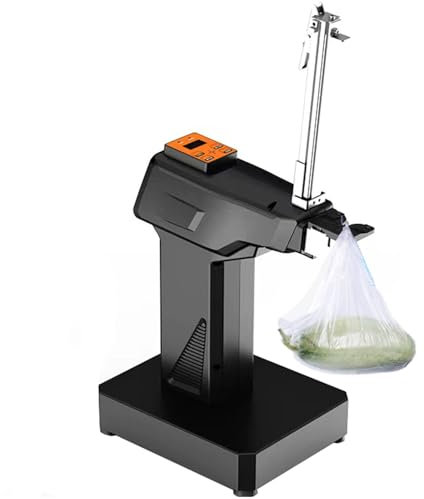 Máquina cortadora y selladora automática de bolsas de plástico, máquina para atar bolsas de aluminio con clavos en forma de U con 5000 clavos, diámetro de 0,7 a 1,1 cm, para supermercados (Black )