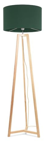 ValueLights | Natural Wood Tripod Floor Lamp with Forest Green Fabric Drum Lampshade Living Room Light | Floor Lamps, Home Décor & Improvement Essential | Included LED Bulb