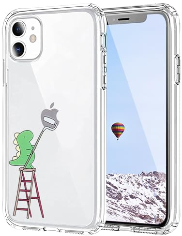 Tybiky Handyhülle für iPhone 13 Mini Hülle Kreative Äpfel Muster Schutzhülle Luftkissen Case Kratzfest TPU Stoßfest Silikon mit Airbag Bumper Cover für iPhone 13 Mini,Grün Dinosaurier-Klettern