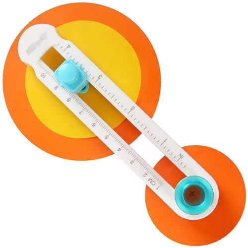 ZYEKIU Cutter Circulaire, Coupe Papier Rotatif à 360°, Massicot Scrapbooking DIY, Coupeur de Papier Circulaire Réglable, Papier Coupe Cercle 2-20cm, pour Cartes de Vœux, Albums, Papier Photo