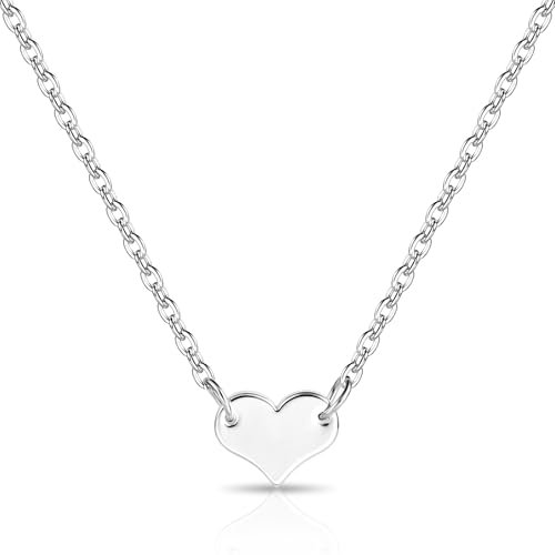 ALEXCRAFT Silber 925 Halskette für Damen, Silber Kette Damen Herz Anhänger Halskette Verstellbarer Herz Halskette Zarte Herz Halskette Schmuck für Damen