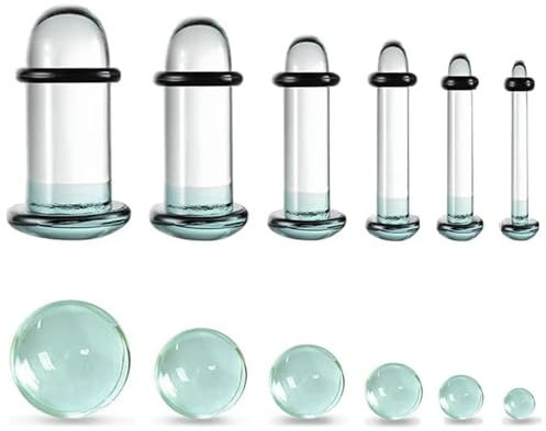 Vankula Tunnel Dehnset Single Flared Plugs Dehner Stretching kit 1.6mm-6mm Glas für männer damen Ohrpiercing ohrloch dehner Schmuck Durchsichtiger