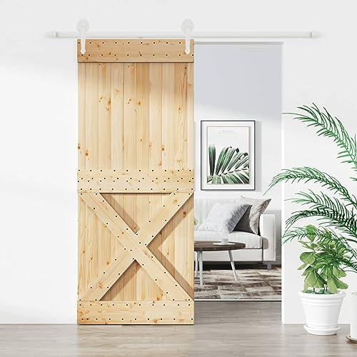 Hausgarten Schiebetür mit Beschlägen Set 100x210cm Massivholz Kiefer