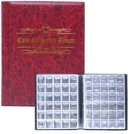 480 Pochette Classeur Pieces 2 Euros De Monnaie,Album de pièces de Monnaie,Collection Pièces de Monnaie,Album Numismatique Collection Piece,d'argent Penny Pocket pour collectionneurs (Rouge)