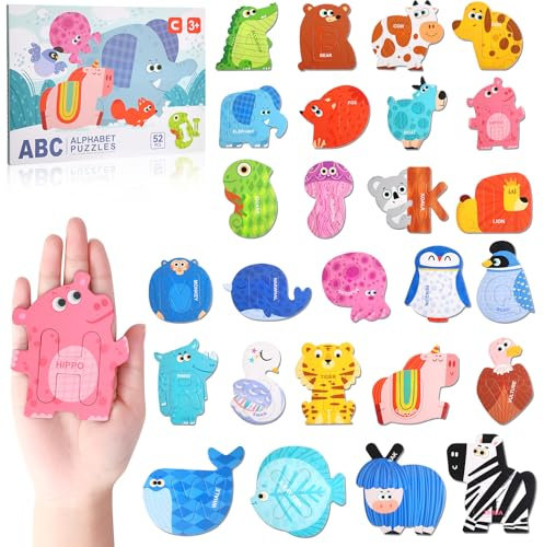 Large Size Animals Shape Alphabet Magnets Puzzle Magnetic Letters for Fridge & Whiteboard,Alphabet Game Educational Toys for 2 3 4 5 6 Year Olds Toddlers Learning Toys Gift for Boys & Girls