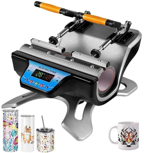 Máquina de prensa de tazas de doble estación para impresión por sublimación, control de pantalla LCD, perfecta para tazas de varios tamaños