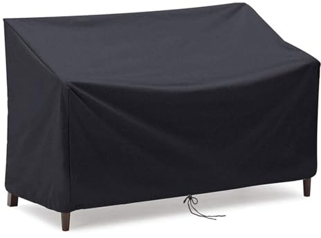 Canyonus Garden Bench Cover 2 Seater Waterproof Windproof, 134 x 66 x 89 cm | Bottom Drawstring, Bench Seater Cover for Outdoor Loveseat, Black
