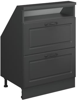 Vicco Dachschrägenschrank Rion, Anthrazit Landhaus/Anthrazit | B60 x T46 cm, mit 2 Schubladen, platzsparend für Dachschrägen