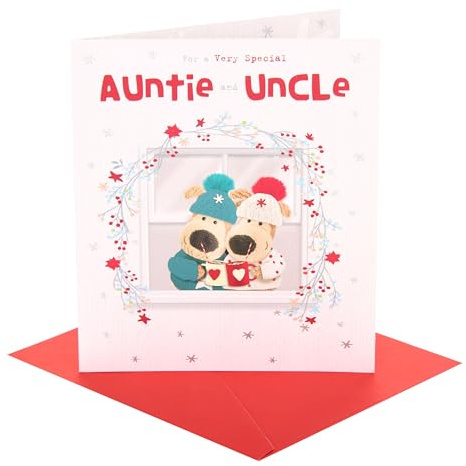 Boofle | Christmas Card for Auntie & Uncle | Cute Festive Window Scene | Xmas Presents | Greeting Card |Her/Him | With Envelope | 18.4 x 15.9cm