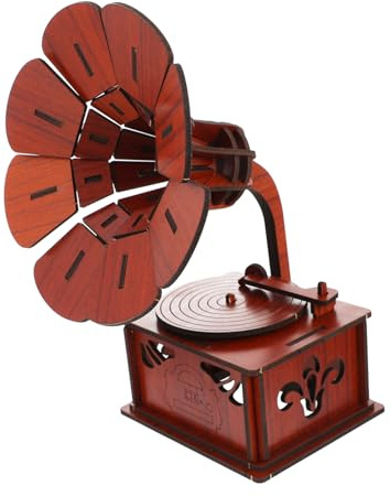 MAJORMENCH Puzzle Grammophon Holz Junge Mädchen Zusammenspielzeug Dekoration Modell Bauanleitung Geschenkidee