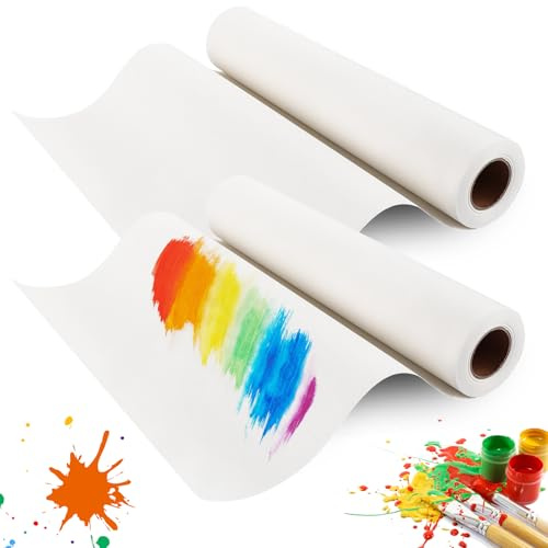 STARVAST 2 Stueck Malpapier Rolle 38 cm x 30 m, 70 g Zeichenpapier Rolle in Cremeweiss, Papierrolle zum Malen, Zeichnen, Basteln und Schreiben, einzeln folienverpackt