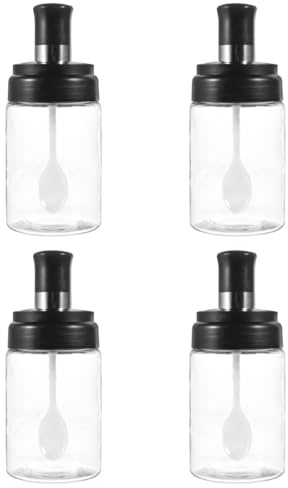 MAGICLULU Gewürzgläser Mit Löffel Im Deckel 4-Teiliges Gewürzglas-Set Gewürzbehälter Für Küche Grill Picknick Restaurant Und Catering Aufbewahrung Für Gewürze
