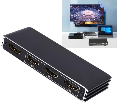 Bewinner HDMI- 3 in 1 Out 4K 120 Hz, 3x1 HDMI-Umschalter mit Fernbedienung, Unterstützt HDCP 2.3, 3D, HDR, RGB, für Heimspielkonsole, TV, DVD