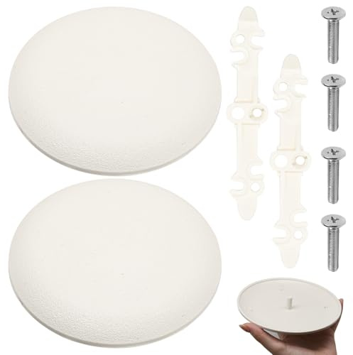 2Pcs CP3540 Ceiling Cover Plate, Round Electrical Box Cover for 3-1/2 to 4 Holes, Paintable White Plastic Hole Plates for Smoker Detector, Living Room & Office